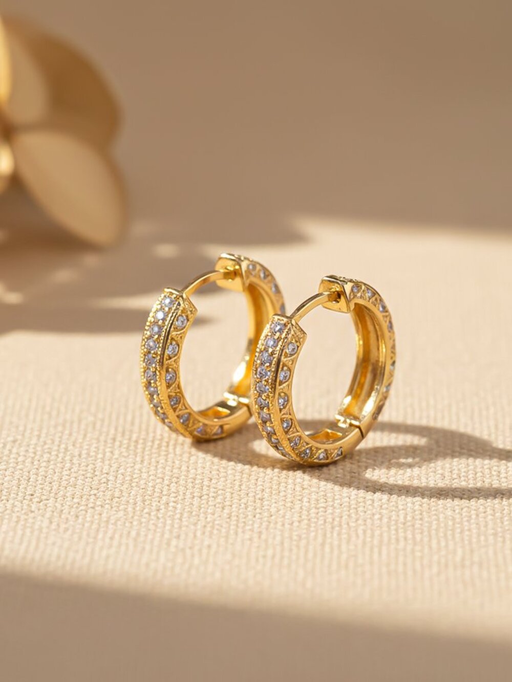 925 Silver Hip Hop Hoop Earrings With Gold Vermeil (2.5 Micron)